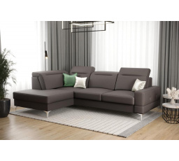 NAROŻNIK MALIBU MINI SKÓRA NATURALNA 180X250 - lewa , Skóra ciemny popiel