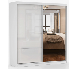 MULTI 35 gardróbszekrény - 203 cm, Fehér/Fényes Fehér