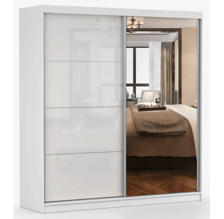 MULTI 35 gardróbszekrény - 203 cm, Fehér/Fényes Fehér
