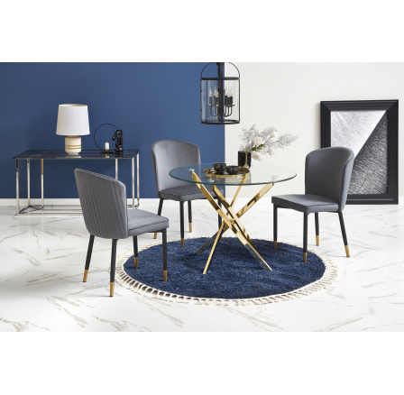 RAYMOND étkezőasztal, üveg/arany lábak