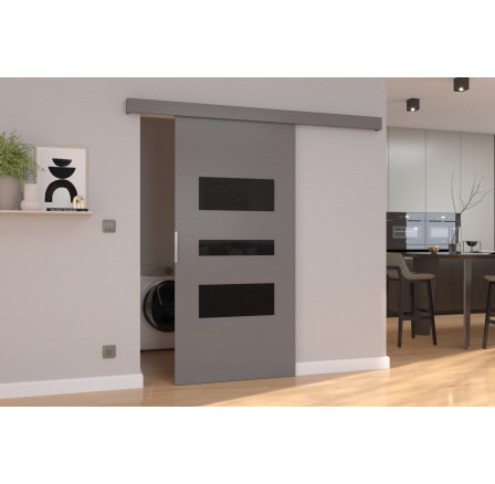 Falra szerelhető tolóajtó CENTO 96 Szürke+Fekete Lacobel