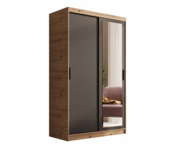 Tolóajtós és tükrös ruhásszekrény Hailey 120 Artisan+Fekete