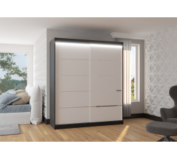 Tolóajtós szekrény LED világítással SPECTRA 180 Fekete+Fehér