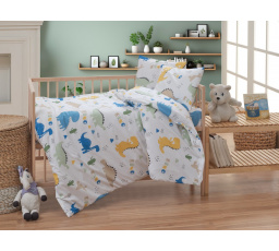 Bavlněné dětské povlečení do malé postýlky 90x135, 45x60 cm Dino nitěný knoflík