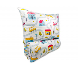 Krepové dětské povlečení 140x200, 70x90cm Městečko