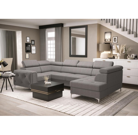 NAROŻNIK ORION MAX II Z FUNKCJĄ SPANIA 165X350X185 CM - Odcienie szarości , lewa