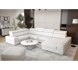 NAROŻNIK ROZKŁADANY ROYAL MAX II 230x375x185 - lewa , Biała eko skóra