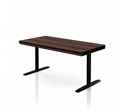 Elektromos magasságállítású sit-stand íróasztal fiókkal és Qi vezeték nélküli töltővel, fekete/dió, 1400 mm: ELLIS