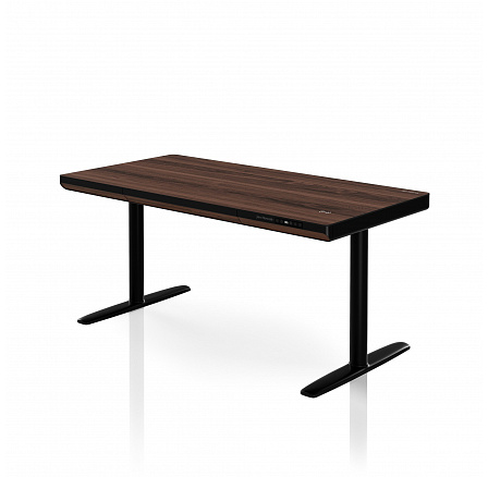 Elektromos magasságállítású sit-stand íróasztal fiókkal és Qi vezeték nélküli töltővel, fekete/dió, 1400 mm: ELLIS