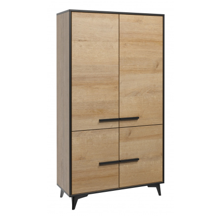 FRIDA S2D szekrény, Rivera Tölgy + Fekete