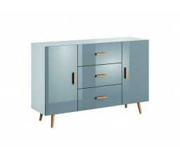 BRILLO K2D3S komód, Fehér matt + Szürke lakk