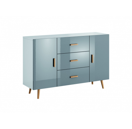 BRILLO K2D3S komód, Fehér matt + Szürke lakk