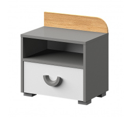 CARINI éjjeliszekrény - CA12, világos grafit/fehér briliáns/nash tölgy