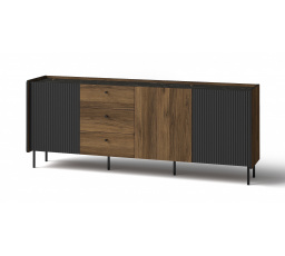 PRESTIGO komód - P6, Warmia dió/San Sebastian/Fekete matt