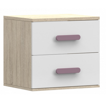 SMYK III éjjeliszekrény - 22, Sonoma Tölgy/Fehér/Hanga