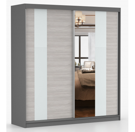 MULTI 32 gardróbszekrény - 203 cm, Szürke/Kathult