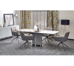 DANCAN étkezőasztal, fehér márvány hatás/szürke/fekete szín