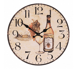 Hodiny nástěnné - pr. 34 cm, MDF, bílé víno