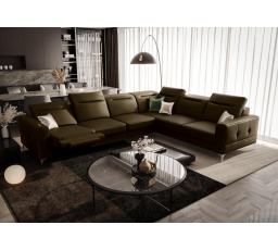 NAROŻNIK MALIBU MAX RELAX 320x250 SKÓRA NATURALNA - lewa , Skóra oliwkowy brąz