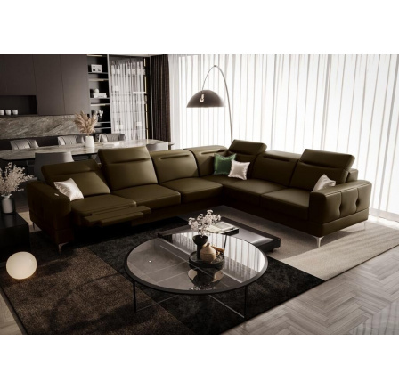 NAROŻNIK MALIBU MAX RELAX 320x250 SKÓRA NATURALNA - lewa , Skóra oliwkowy brąz