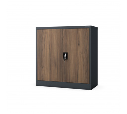 Fém irodai szekrény BEATA, 900 x 930 x 400 mm, Eco Design: antracit/dió