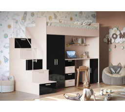 Patrová postel PARADISE 4S Kašmír Černá Lesk