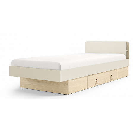 Ágy rácsokkal együtt SALERNO SA-18, 90x200 cm, Macadamia/Dub Mavelie