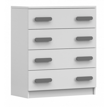 Komód 4S SMYK I - 02, Fehér Matt/Szürke