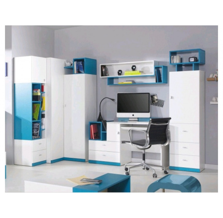 Gyerekszoba MOBI - G rendszer, Fehér Lux / Türkiz