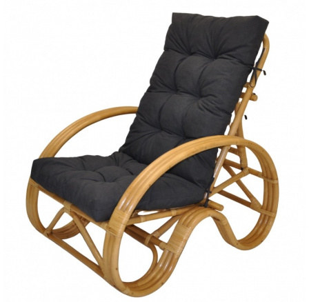 Ratanové křeslo polohovací medové polstr tmavě šedý melír