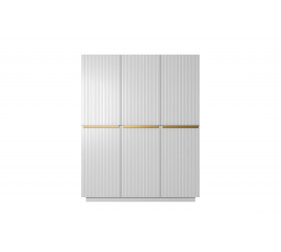 Trzydrzwiowa szafa Nicole 150 cm - biały mat / złote uchwyty