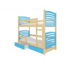 Kétszemélyes emeletes ágy matracokkal OSUNA Pine+Blue