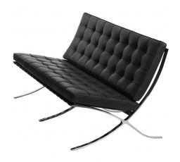 Sofa BA2 két személyre, fekete természetes bőr