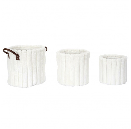 3 darabos Furry fehér szövetkosár készlet