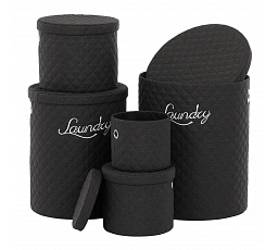Koš prádelní - látka, kulatý, černý, cena za sadu 5 ks
