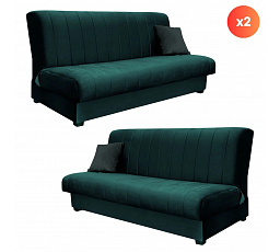 Zestaw 2x Wersalka Rozkładana SIGMA Zielona Welurowa