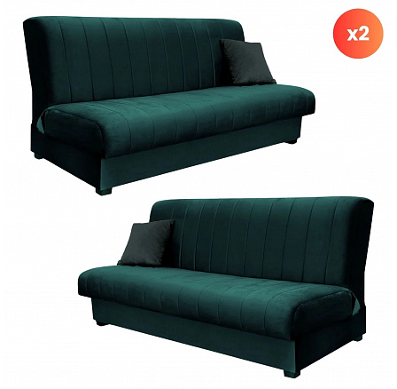 Zestaw 2x Wersalka Rozkładana SIGMA Zielona Welurowa