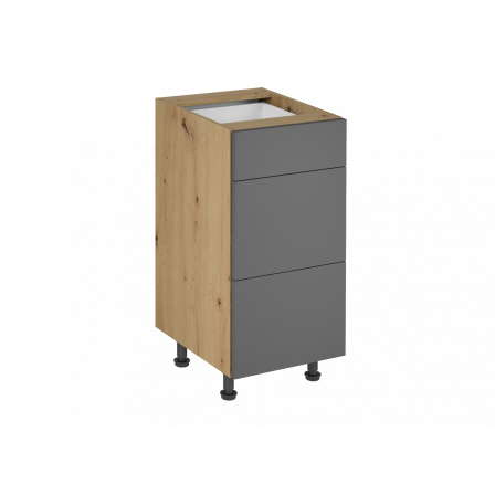 Langen D40S3 alsó konyhaszekrény, szürke/dub artisan