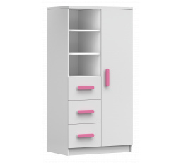 Polc 80 3S1D SMYK I - 05, Fehér Matt/Rózsaszín