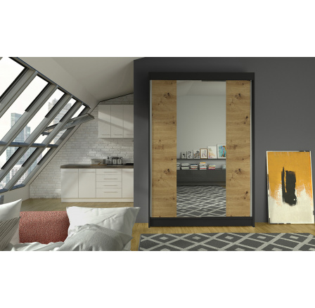 Šatní skříň LINORA II 120, Černá/Dub artisan