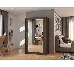 Tolóajtós szekrény tükörrel TIBAGO 120 Choco+Choco