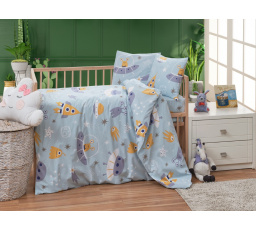 Bavlněné dětské povlečení do malé postýlky 90x135, 45x60 cm Vesmírné UFO zipový uzávěr