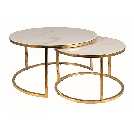 PORTAFINO A konferencia asztal - készlet, fehér márvány/arany hatás