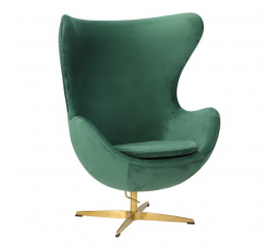 Tojás fotel Velvet zöld/arany alap