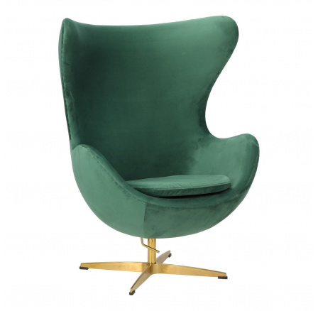 Tojás fotel Velvet zöld/arany alap