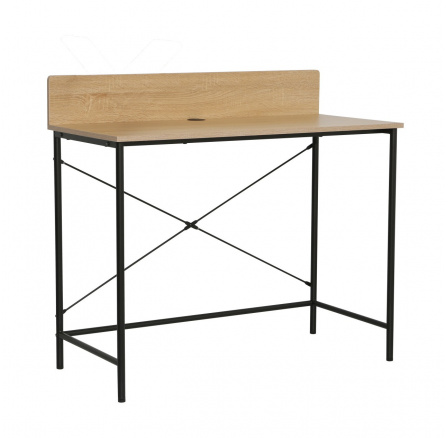 Íróasztal természetes tölgy/fekete keret B12-FX