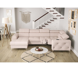 NAROŻNIK ORION MAX III RELAX Z FUNKCJĄ SPANIA 165x320x190 CM - Odcienie beżu , prawa