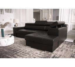 NAROŻNIK MARGO I 265×185 SKÓRA NATURALNA - Strona prawa , Skóra czarna