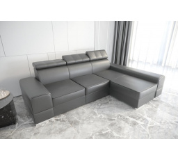 NAROŻNIK ROYAL SKÓRA NATURALNA 295X185 - prawa , Skóra szara