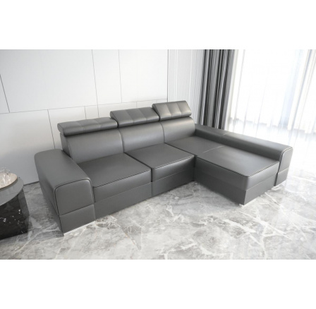 NAROŻNIK ROYAL SKÓRA NATURALNA 295X185 - prawa , Skóra szara